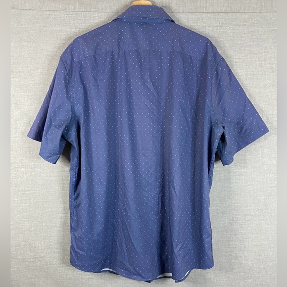 Men’s Shirtcraft Performance Blue Polka Dot Short Sleeve Button Down Size XL - Picture 6 of 7